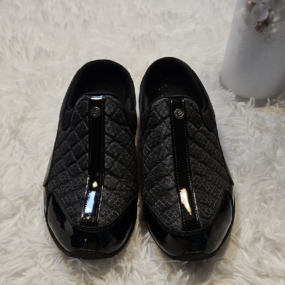 Black Quilted Slip-On Shoes
